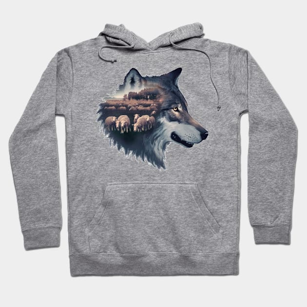 The wolf and the flock of sheep Hoodie by Wild Catch